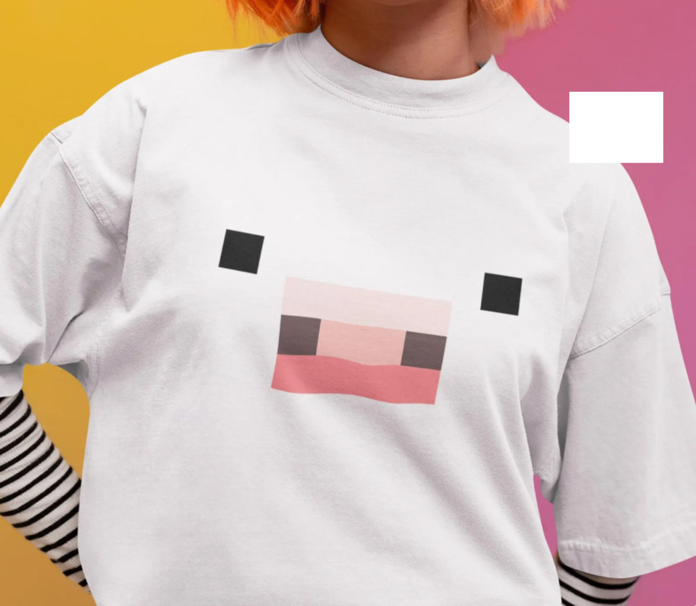 Minecraft Pig Face T-Shirt, Unisex Gamer Tee